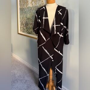 Modern Black & White 2-Piece Pant Set | Flowing Duster Top + Wide Leg Pants